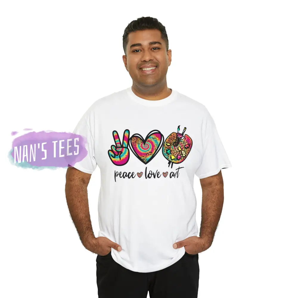 Peace Love Art Short Sleeve Unisex Heavy Cotton Graphic Tee T-Shirt