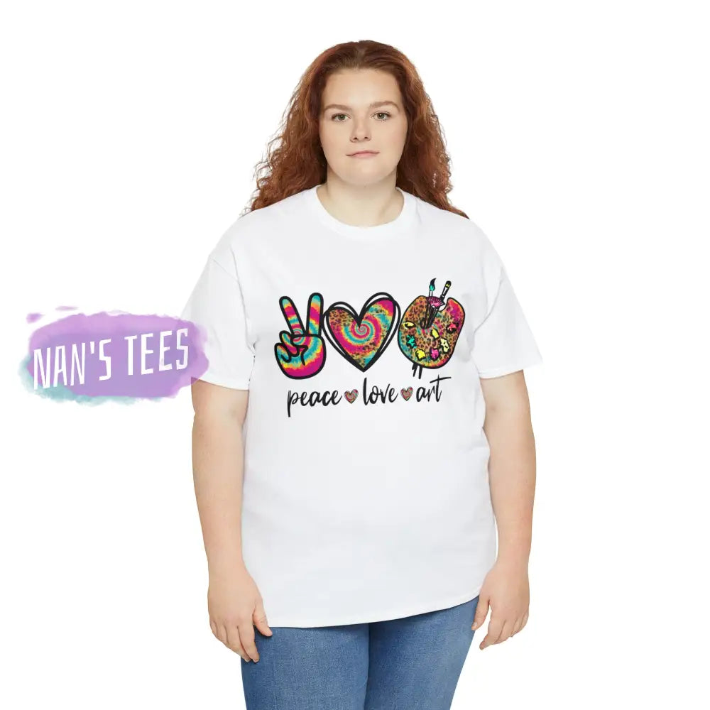 Peace Love Art Short Sleeve Unisex Heavy Cotton Graphic Tee T-Shirt