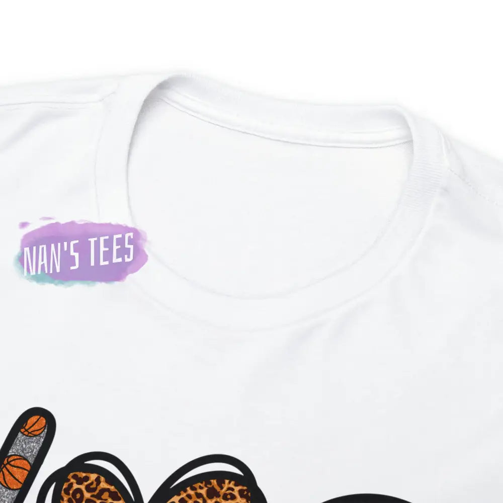 Peace Love Basketball Short Sleeve Unisex Heavy Cotton Graphic Tee T-Shirt