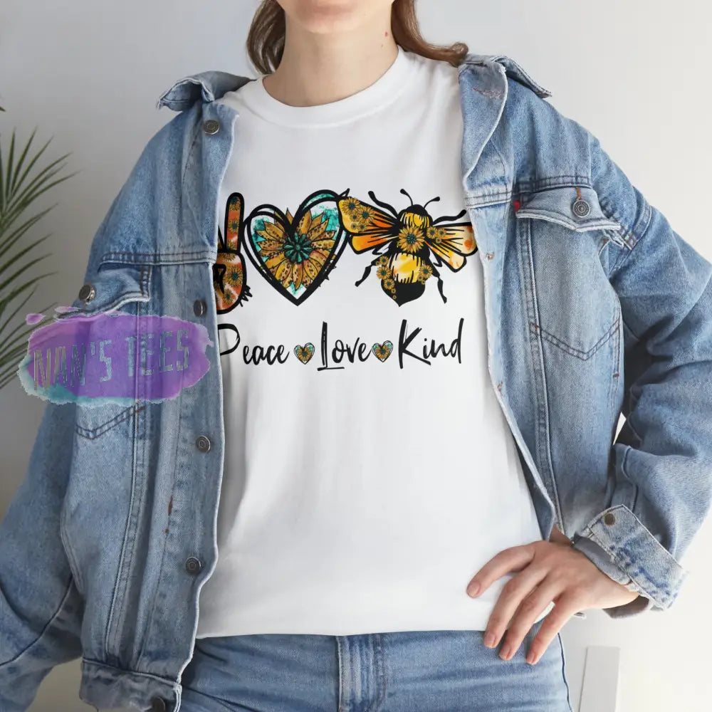 Peace Love Be Kind Short Sleeve Unisex Heavy Cotton Graphic Tee T-Shirt