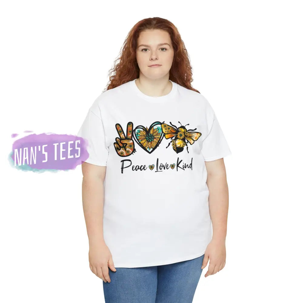 Peace Love Be Kind Short Sleeve Unisex Heavy Cotton Graphic Tee T-Shirt