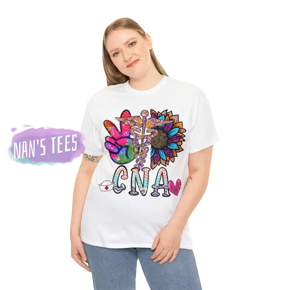 Peace Love Cna Short Sleeve Unisex Heavy Cotton Graphic Tee T-Shirt