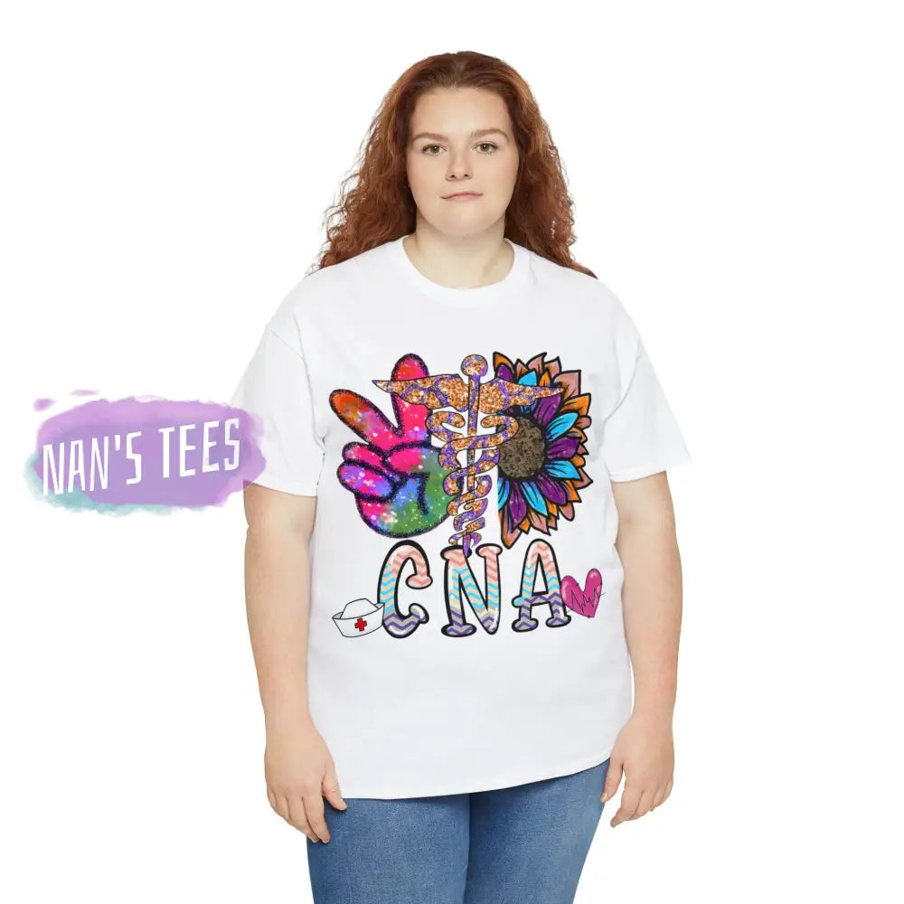 Peace Love Cna Short Sleeve Unisex Heavy Cotton Graphic Tee T-Shirt
