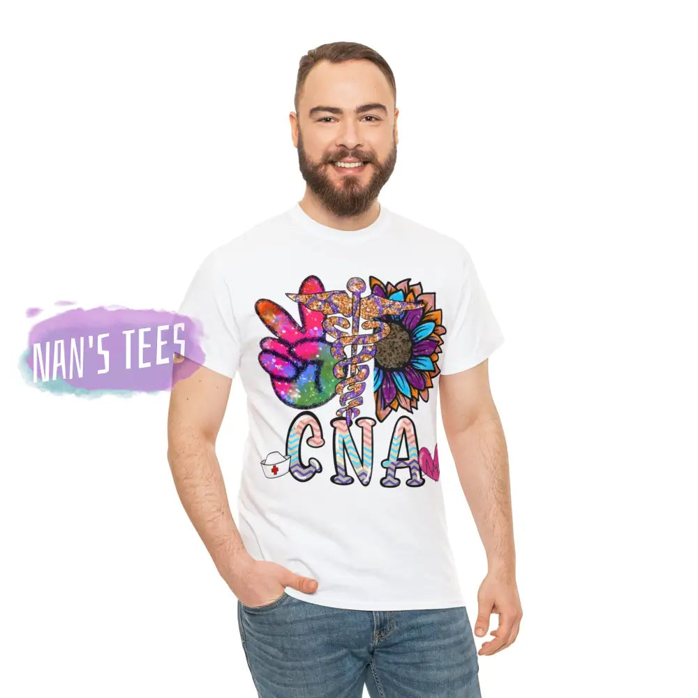 Peace Love Cna Short Sleeve Unisex Heavy Cotton Graphic Tee T-Shirt