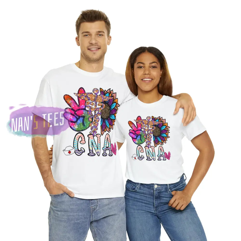 Peace Love Cna Short Sleeve Unisex Heavy Cotton Graphic Tee T-Shirt