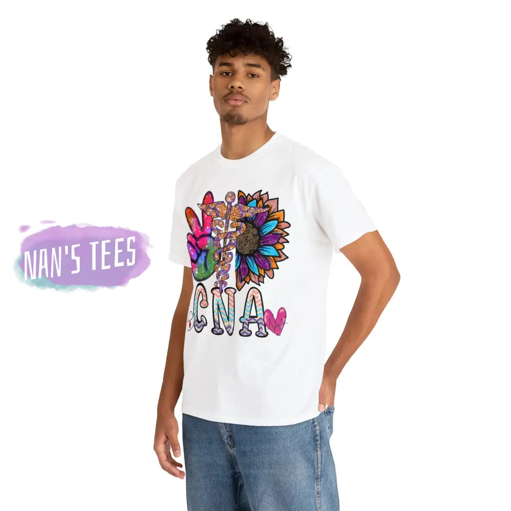 Peace Love Cna Short Sleeve Unisex Heavy Cotton Graphic Tee T-Shirt