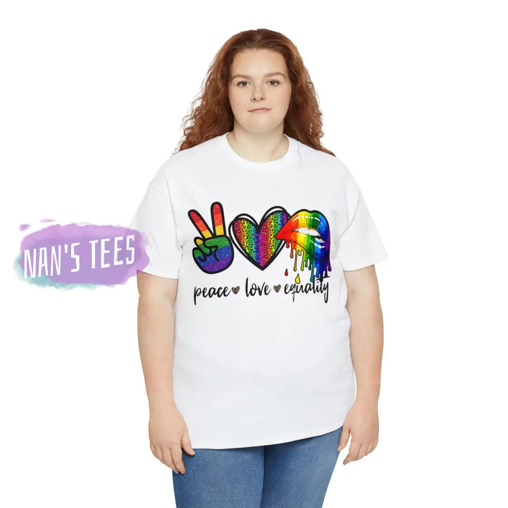 Peace Love Equality Short Sleeve Unisex Heavy Cotton Graphic Tee T-Shirt