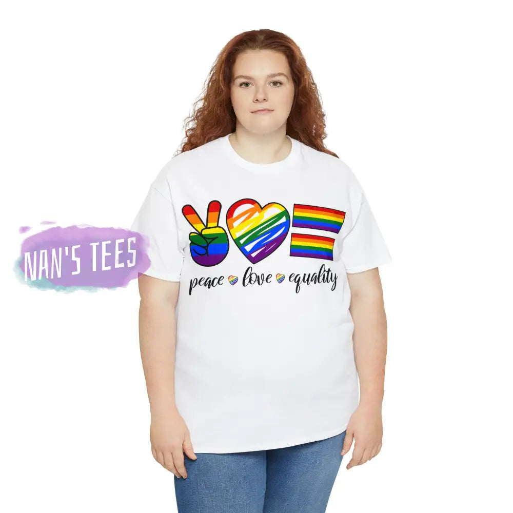 Peace Love Equality Short Sleeve Unisex Heavy Cotton Graphic Tee T-Shirt