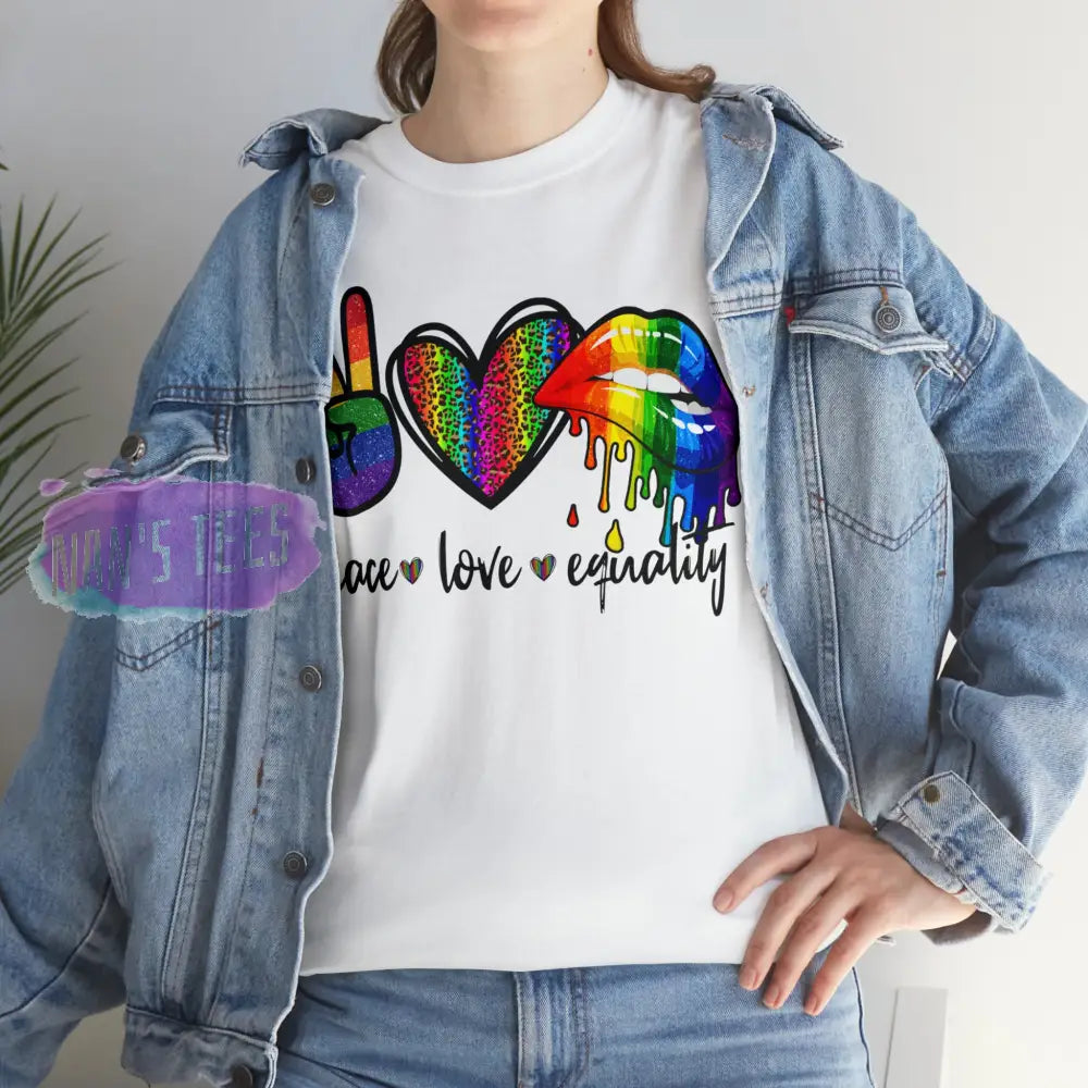 Peace Love Equality Short Sleeve Unisex Heavy Cotton Graphic Tee T-Shirt