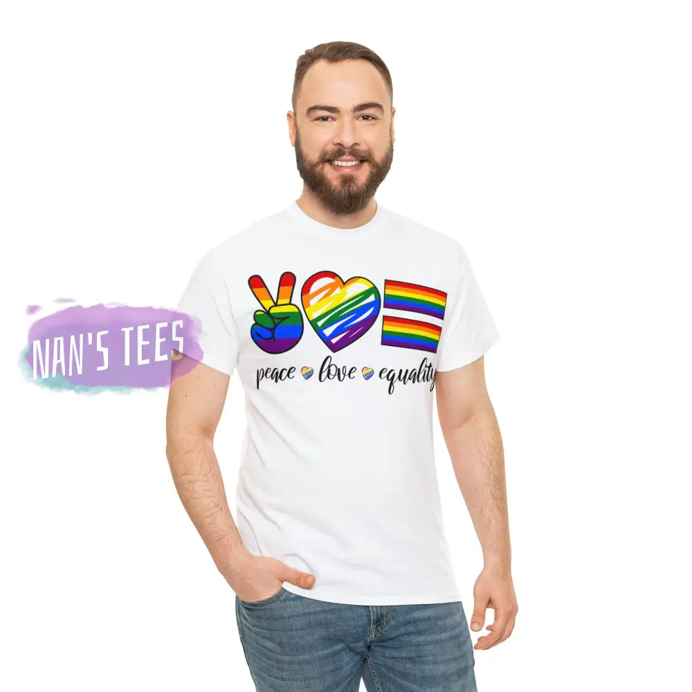 Peace Love Equality Short Sleeve Unisex Heavy Cotton Graphic Tee T-Shirt