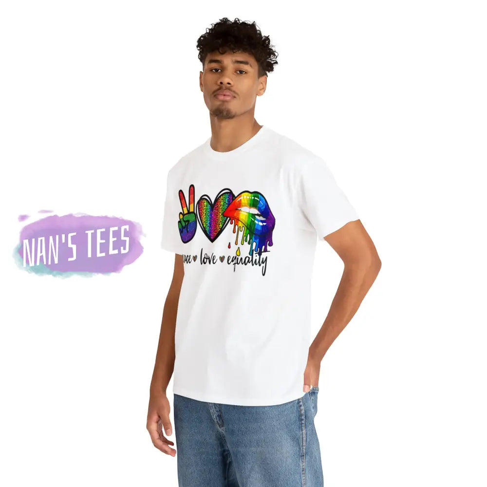 Peace Love Equality Short Sleeve Unisex Heavy Cotton Graphic Tee T-Shirt