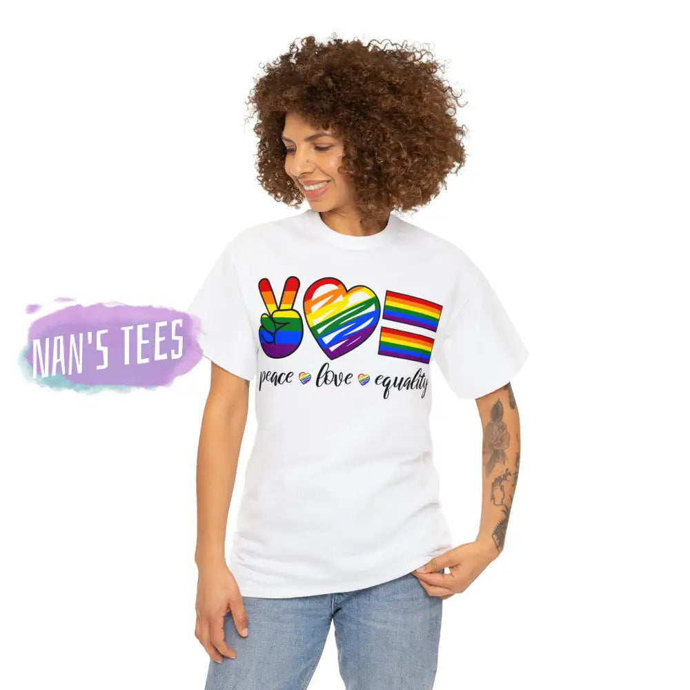Peace Love Equality Short Sleeve Unisex Heavy Cotton Graphic Tee T-Shirt