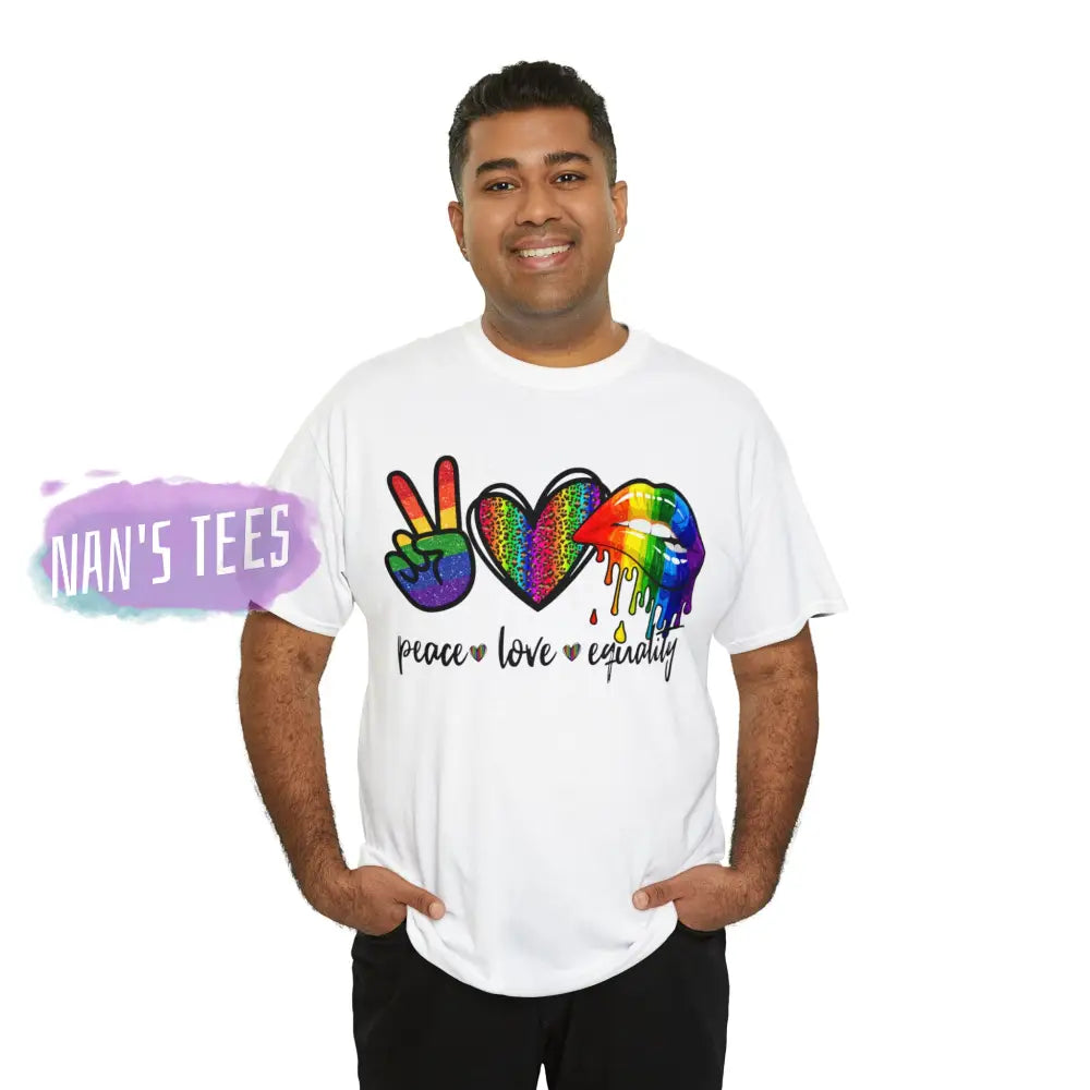 Peace Love Equality Short Sleeve Unisex Heavy Cotton Graphic Tee T-Shirt