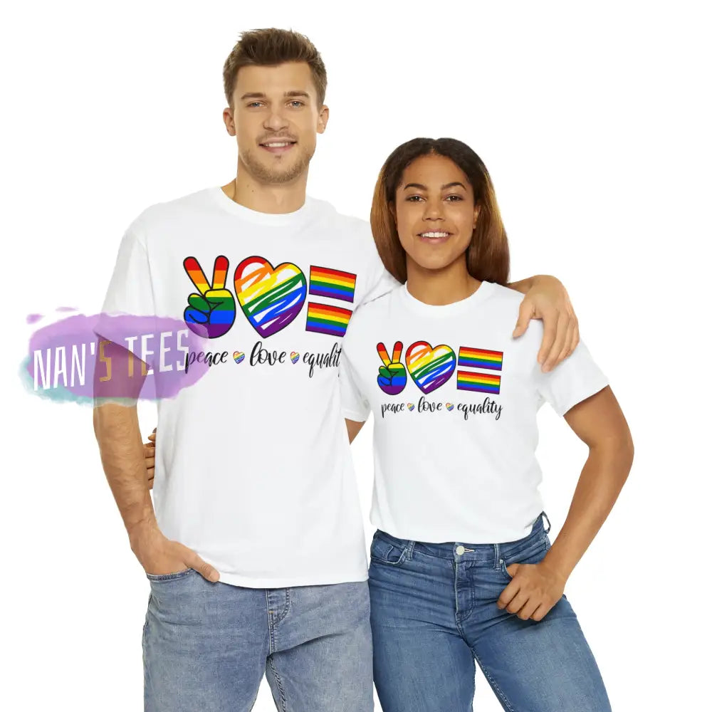 Peace Love Equality Short Sleeve Unisex Heavy Cotton Graphic Tee T-Shirt