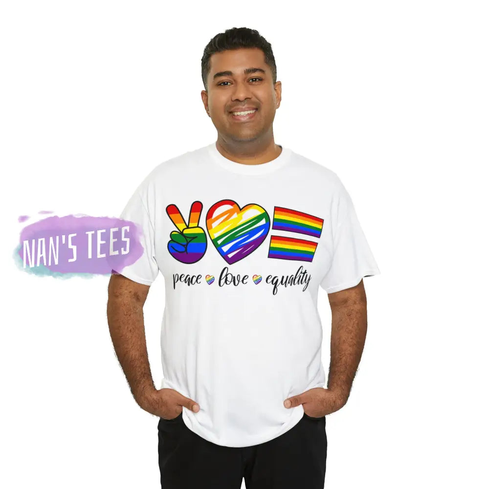 Peace Love Equality Short Sleeve Unisex Heavy Cotton Graphic Tee T-Shirt