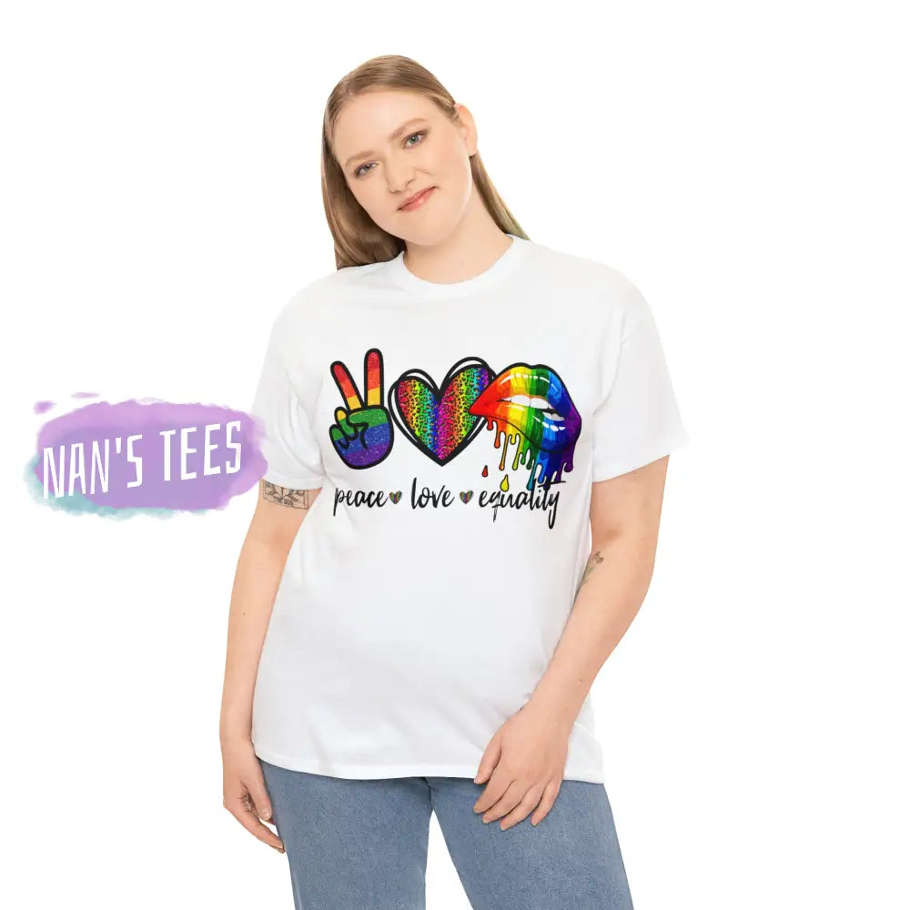 Peace Love Equality Short Sleeve Unisex Heavy Cotton Graphic Tee T-Shirt
