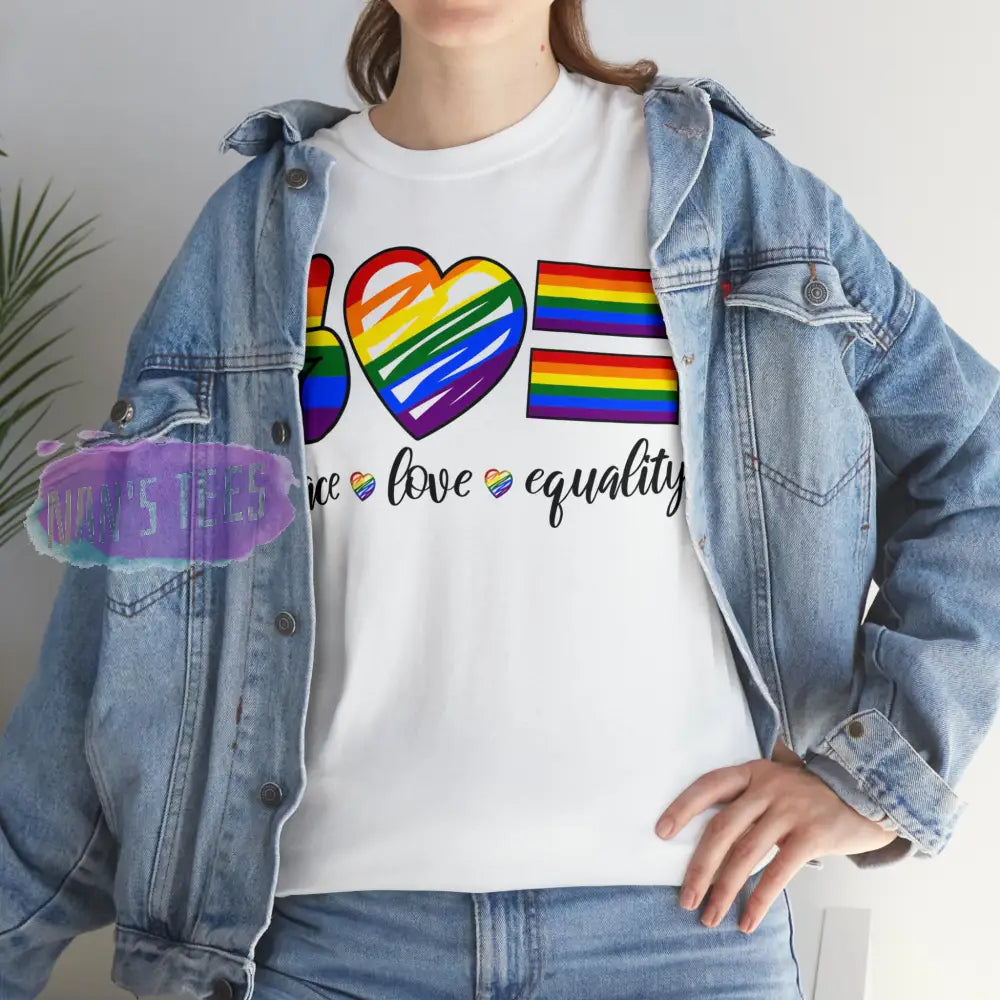 Peace Love Equality Short Sleeve Unisex Heavy Cotton Graphic Tee T-Shirt