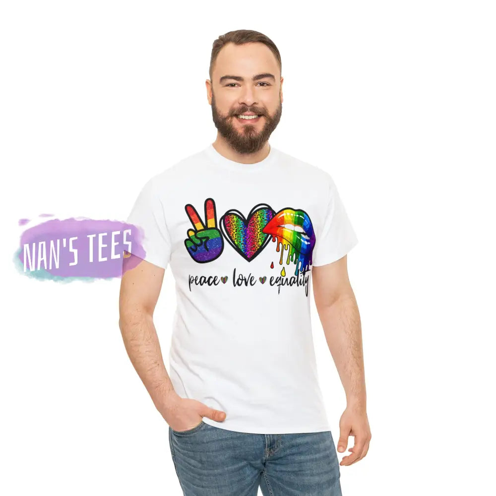 Peace Love Equality Short Sleeve Unisex Heavy Cotton Graphic Tee T-Shirt