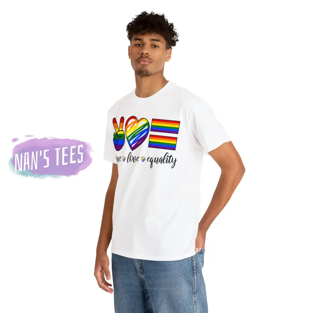 Peace Love Equality Short Sleeve Unisex Heavy Cotton Graphic Tee T-Shirt