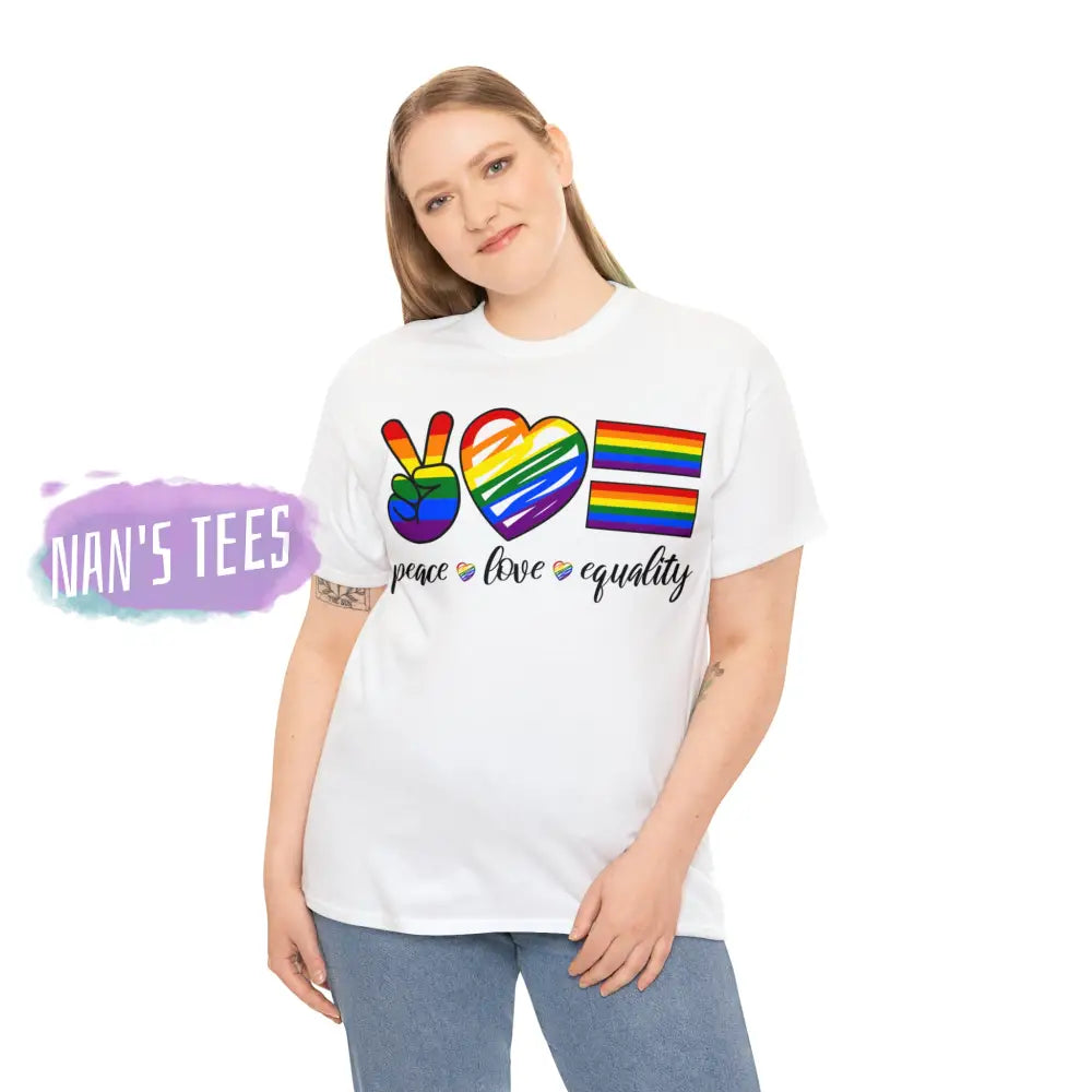 Peace Love Equality Short Sleeve Unisex Heavy Cotton Graphic Tee T-Shirt
