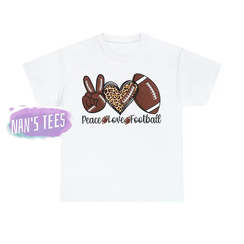 Peace Love Football Short Sleeve Unisex Heavy Cotton Graphic Tee White / S T-Shirt