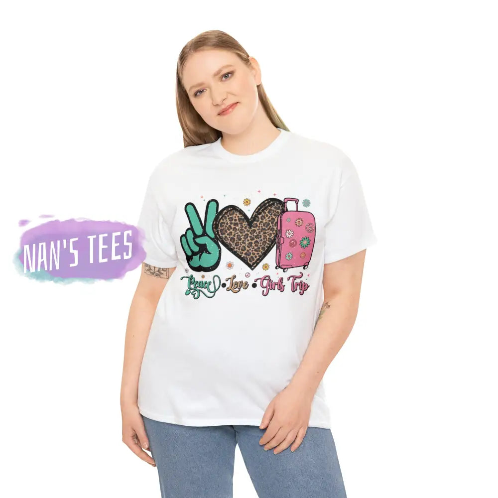 Peace Love Girls Trip Short Sleeve Unisex Heavy Cotton Graphic Tee T-Shirt