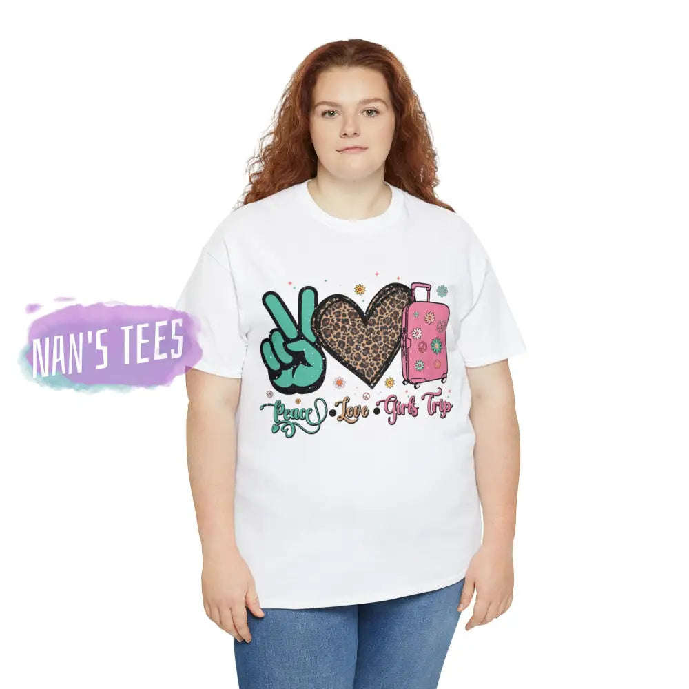 Peace Love Girls Trip Short Sleeve Unisex Heavy Cotton Graphic Tee T-Shirt