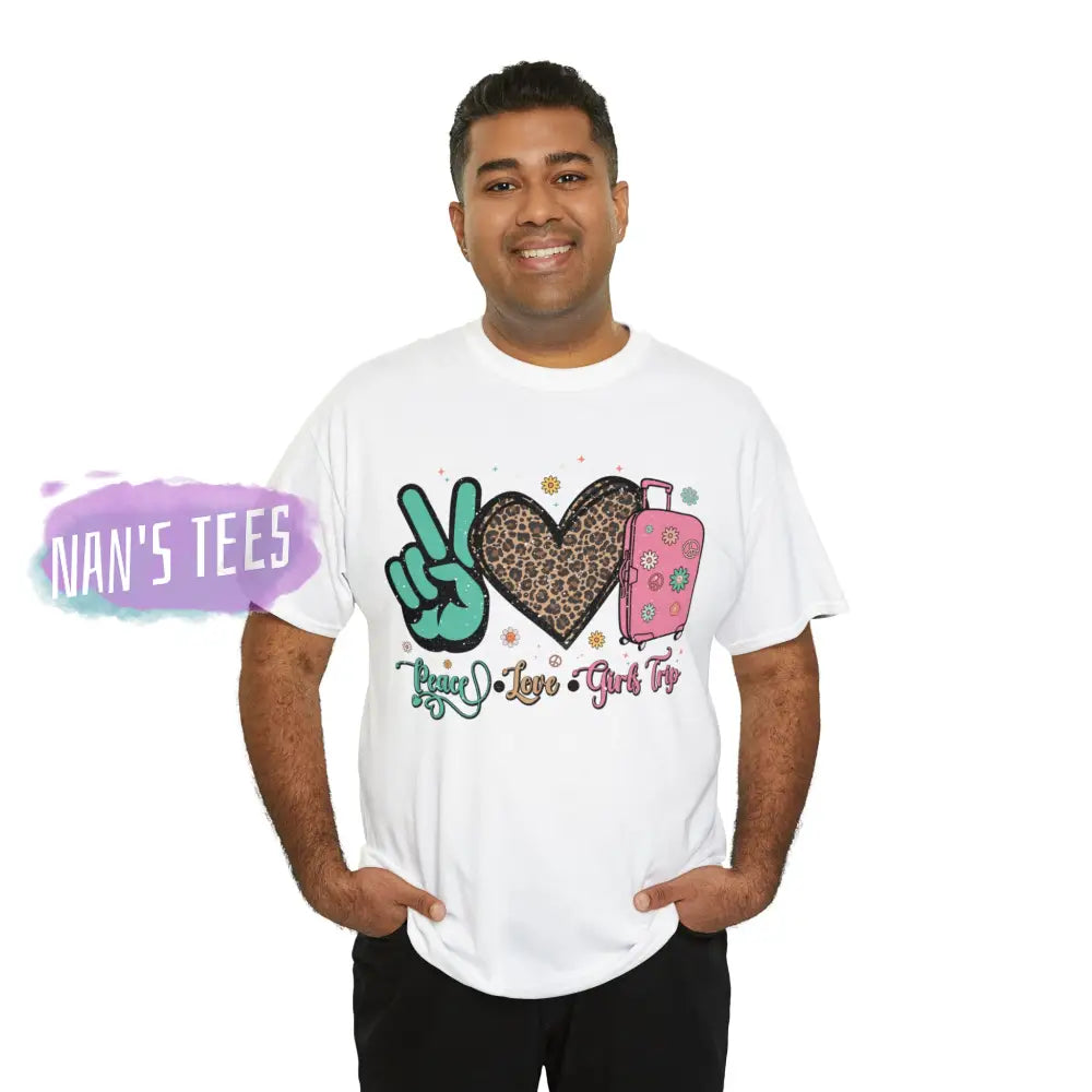 Peace Love Girls Trip Short Sleeve Unisex Heavy Cotton Graphic Tee T-Shirt