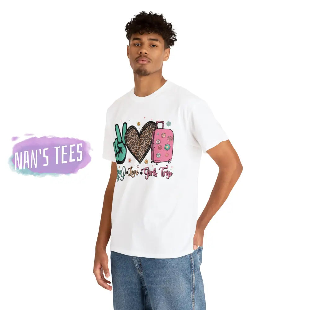 Peace Love Girls Trip Short Sleeve Unisex Heavy Cotton Graphic Tee T-Shirt