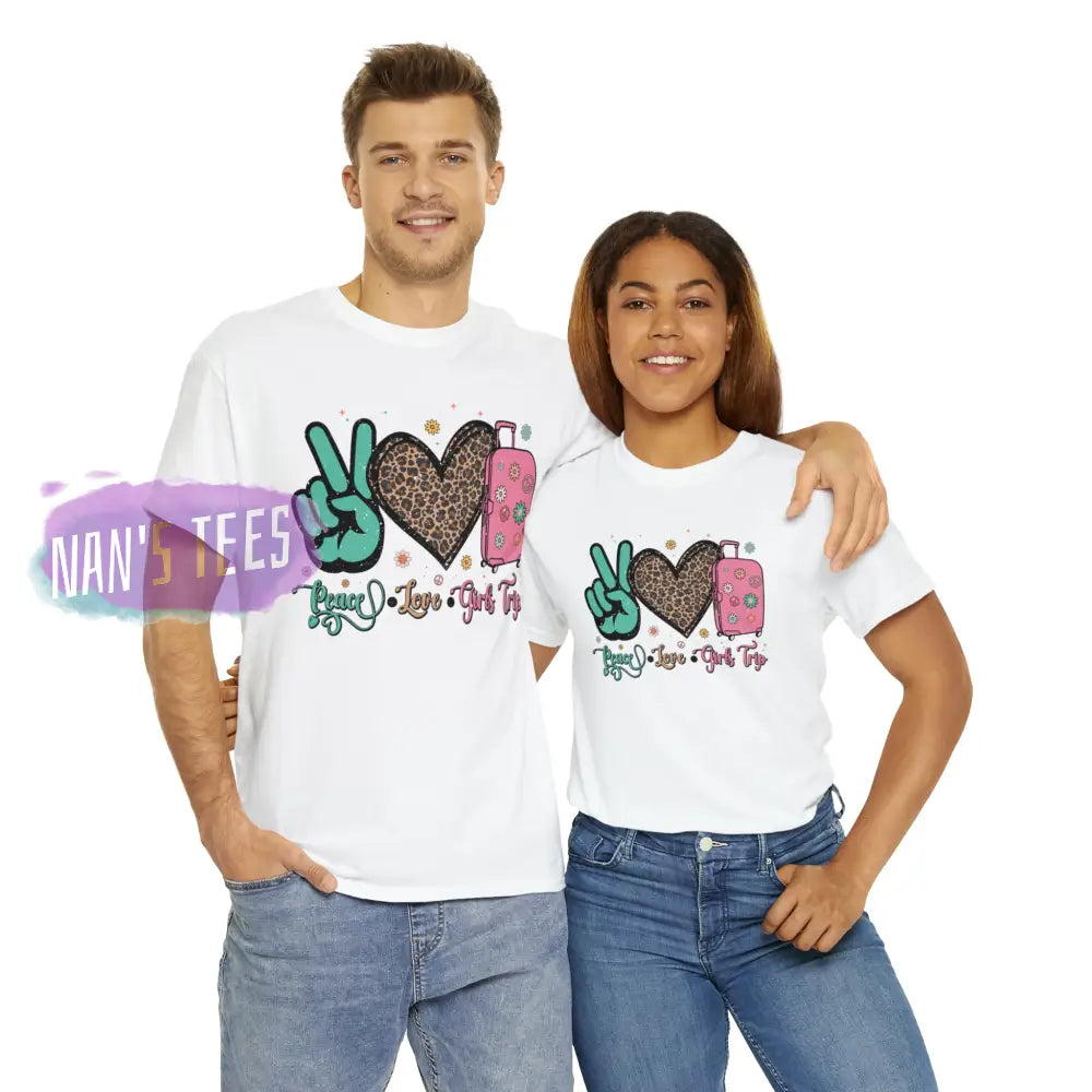 Peace Love Girls Trip Short Sleeve Unisex Heavy Cotton Graphic Tee T-Shirt
