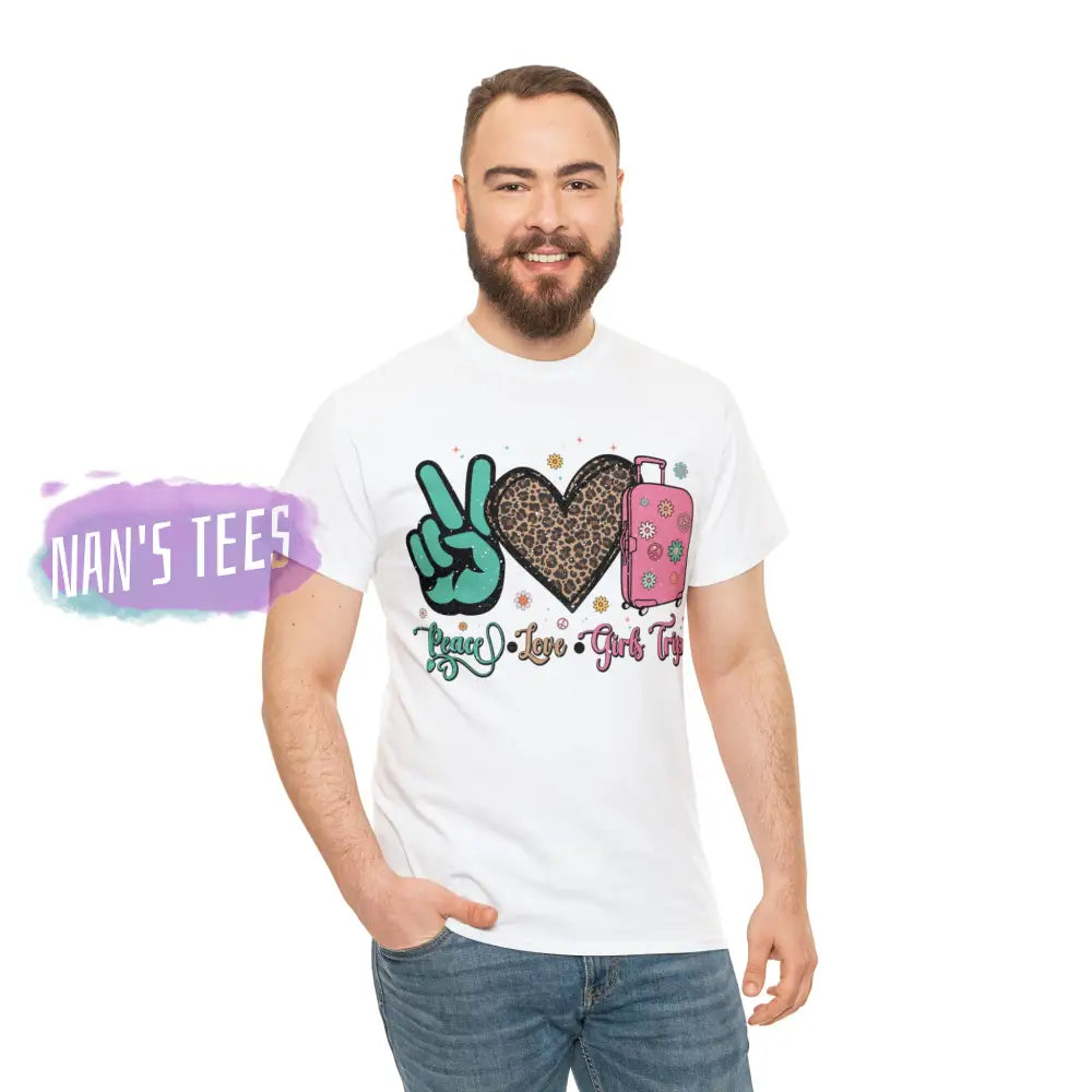 Peace Love Girls Trip Short Sleeve Unisex Heavy Cotton Graphic Tee T-Shirt