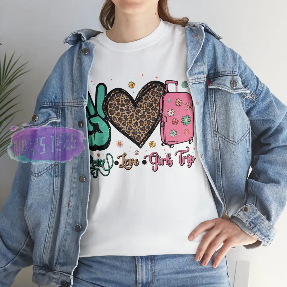 Peace Love Girls Trip Short Sleeve Unisex Heavy Cotton Graphic Tee T-Shirt