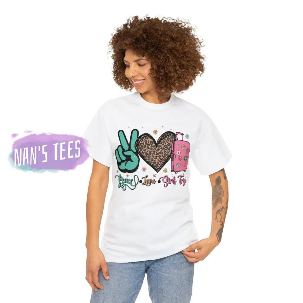 Peace Love Girls Trip Short Sleeve Unisex Heavy Cotton Graphic Tee T-Shirt