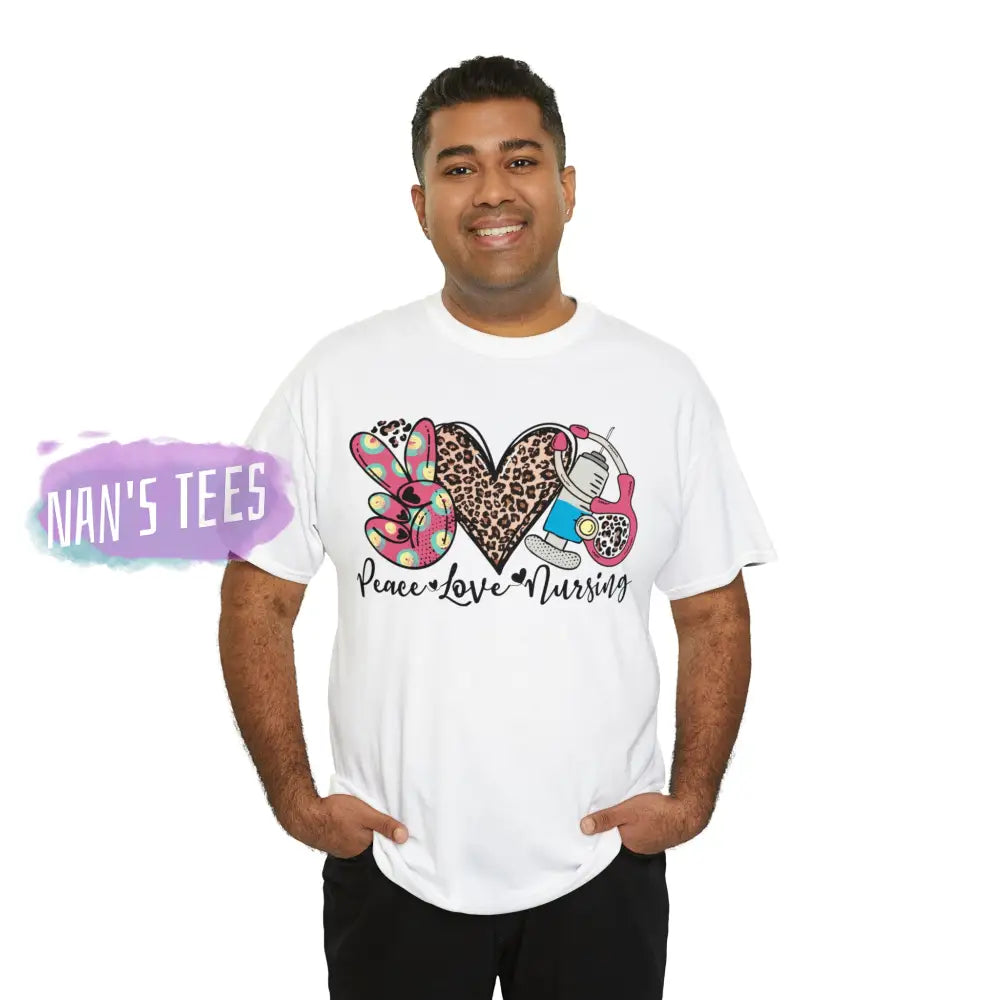 Peace Love Nursing Short Sleeve Unisex Heavy Cotton Graphic Tee T-Shirt