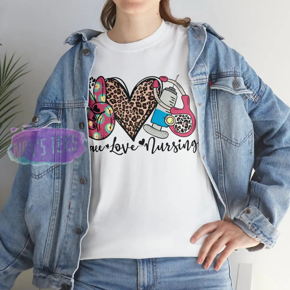 Peace Love Nursing Short Sleeve Unisex Heavy Cotton Graphic Tee T-Shirt