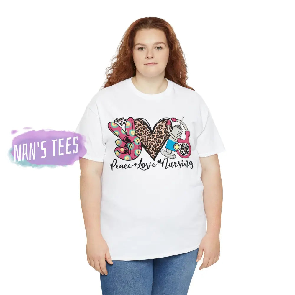 Peace Love Nursing Short Sleeve Unisex Heavy Cotton Graphic Tee T-Shirt