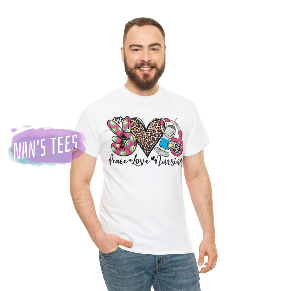 Peace Love Nursing Short Sleeve Unisex Heavy Cotton Graphic Tee T-Shirt