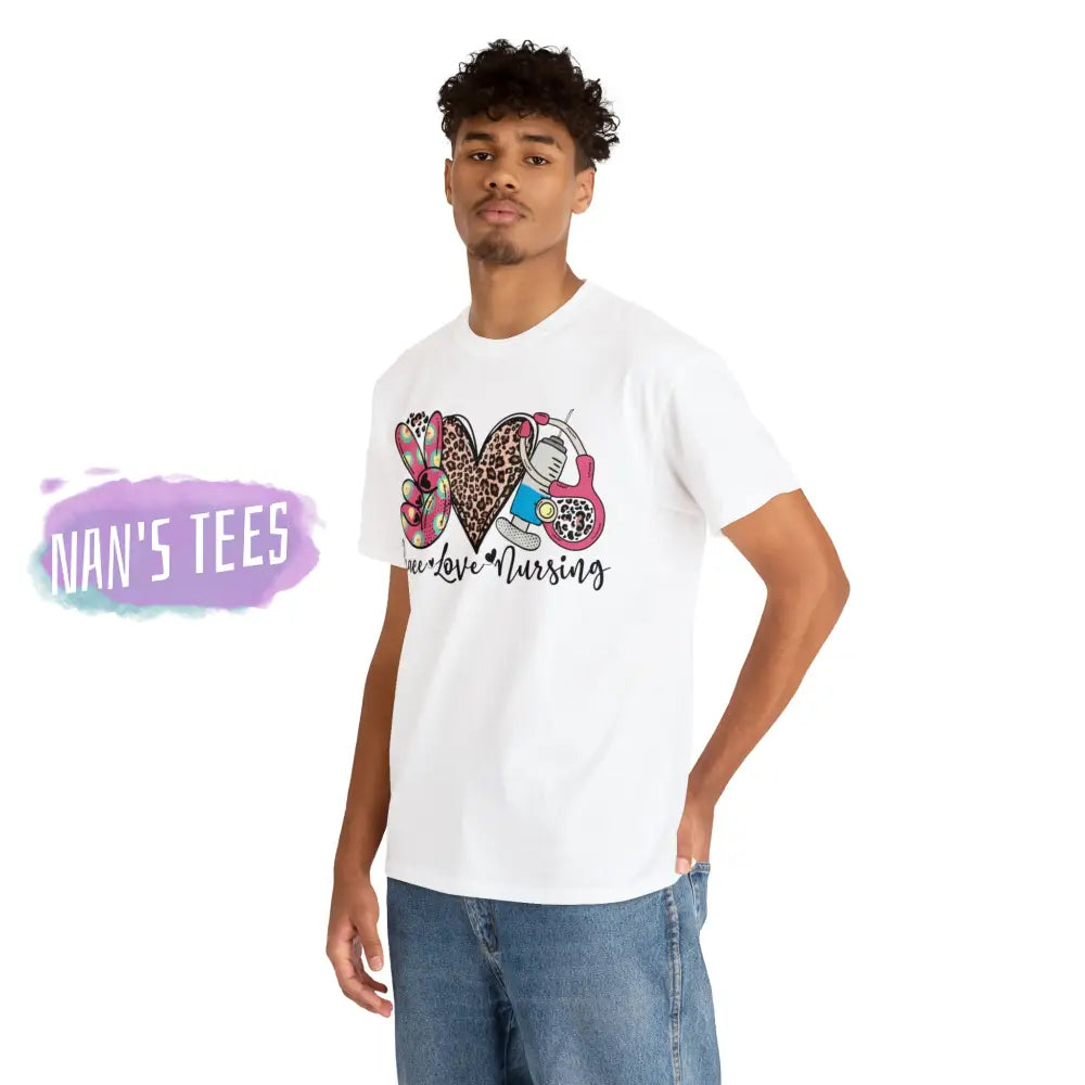 Peace Love Nursing Short Sleeve Unisex Heavy Cotton Graphic Tee T-Shirt