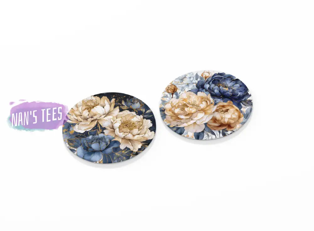 Peonies Ceramic Coasters | Great Gifts For Hostess Birthday Holidays Anniversary Set Of 2