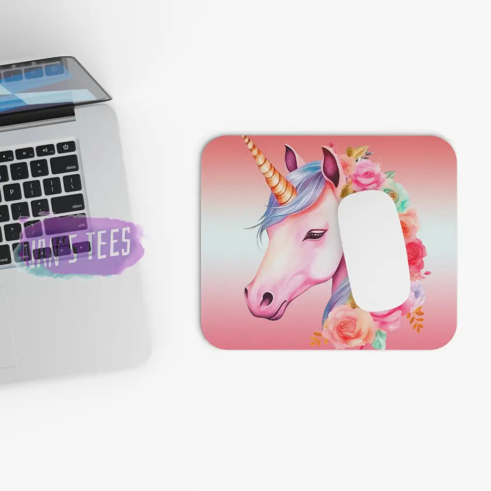 Pink Unicorn Novelty Mouse Pad | Non-Slip Rubber Base Computers Laptop Office Home Decor