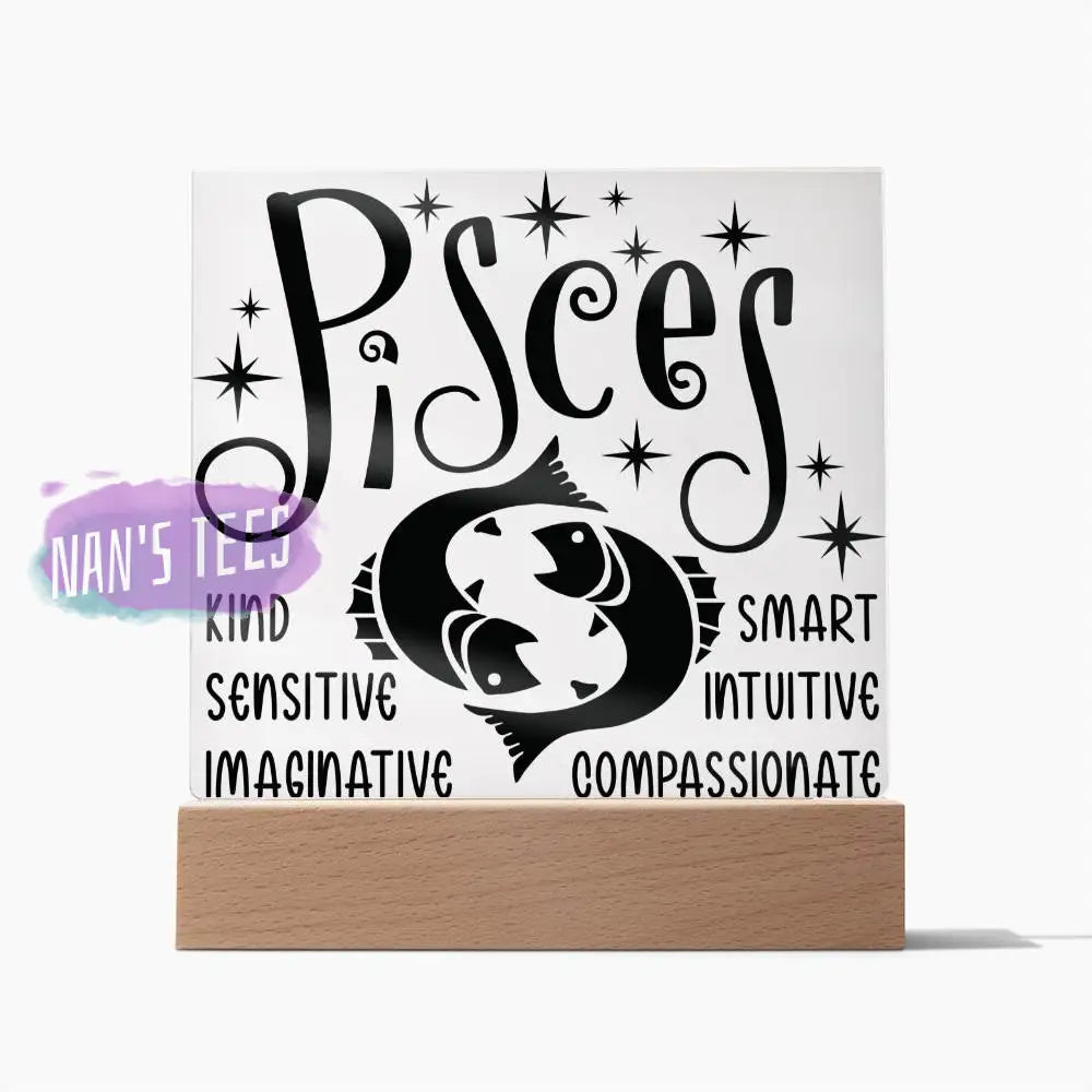 Pisces Zodiac Sign Positive Traits | Acrylic Square Plaque Jewelry