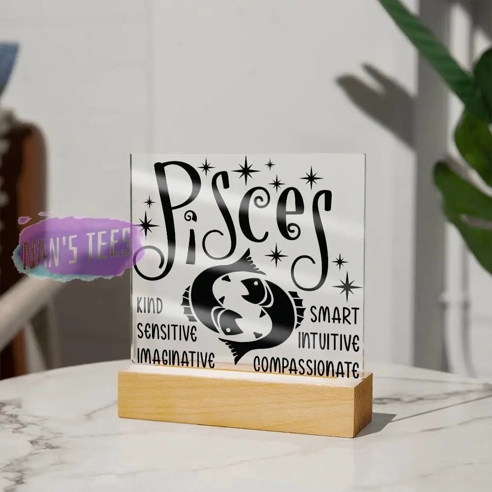 Pisces Zodiac Sign Positive Traits | Acrylic Square Plaque Jewelry