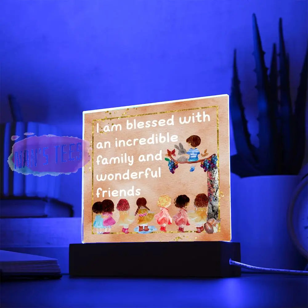 Positive Affirmations And Mindfulness | I Am Blessed Acrylic Plaque Square With Led Base Jewelry