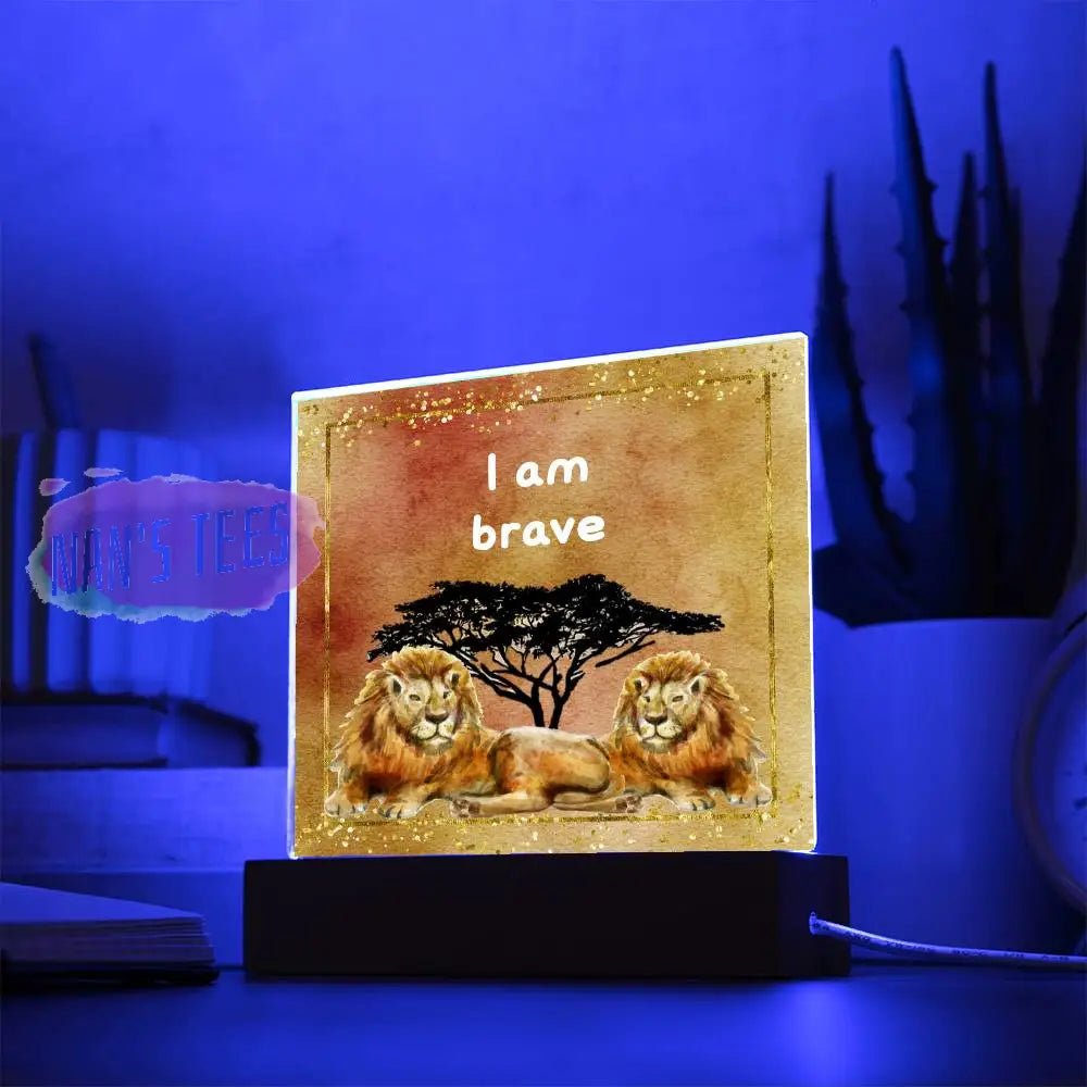 Positive Affirmations And Mindfulness | I Am Brave Acrylic Plaque Square With Led Base Jewelry