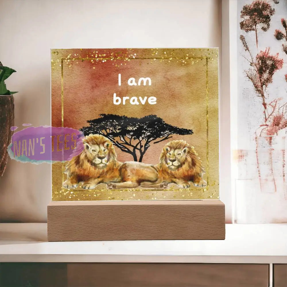 Positive Affirmations And Mindfulness | I Am Brave Acrylic Plaque Wooden Base Jewelry