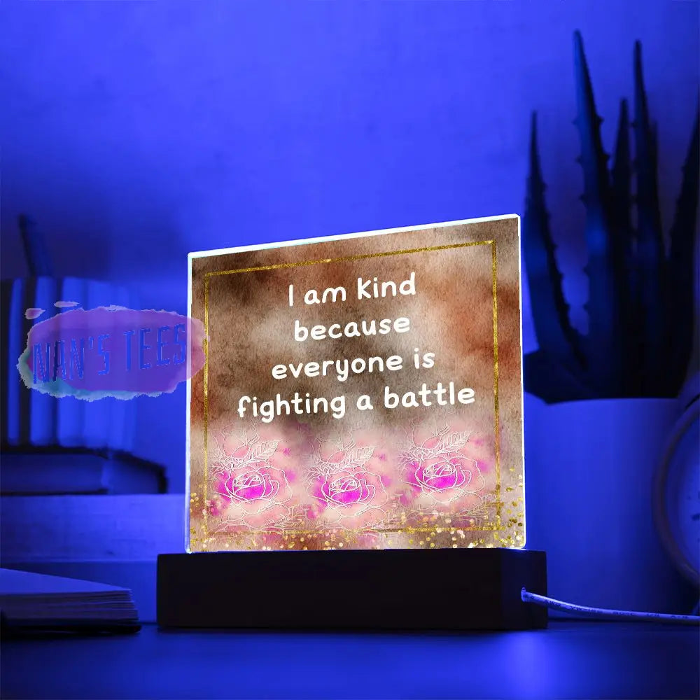 Positive Affirmations And Mindfulness | I Am Kind Acrylic Plaque Square With Led Base Jewelry