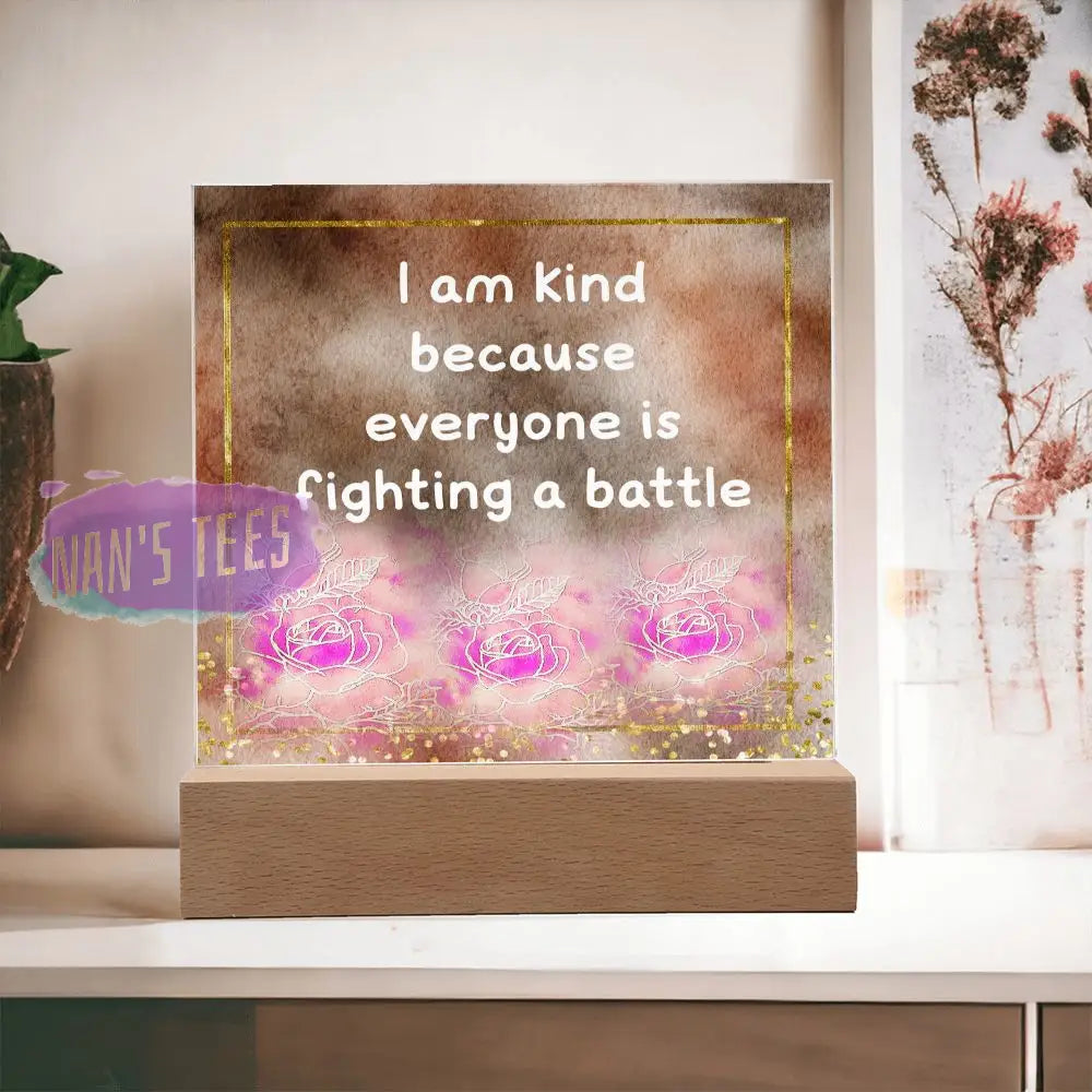 Positive Affirmations And Mindfulness | I Am Kind Acrylic Plaque Wooden Base Jewelry