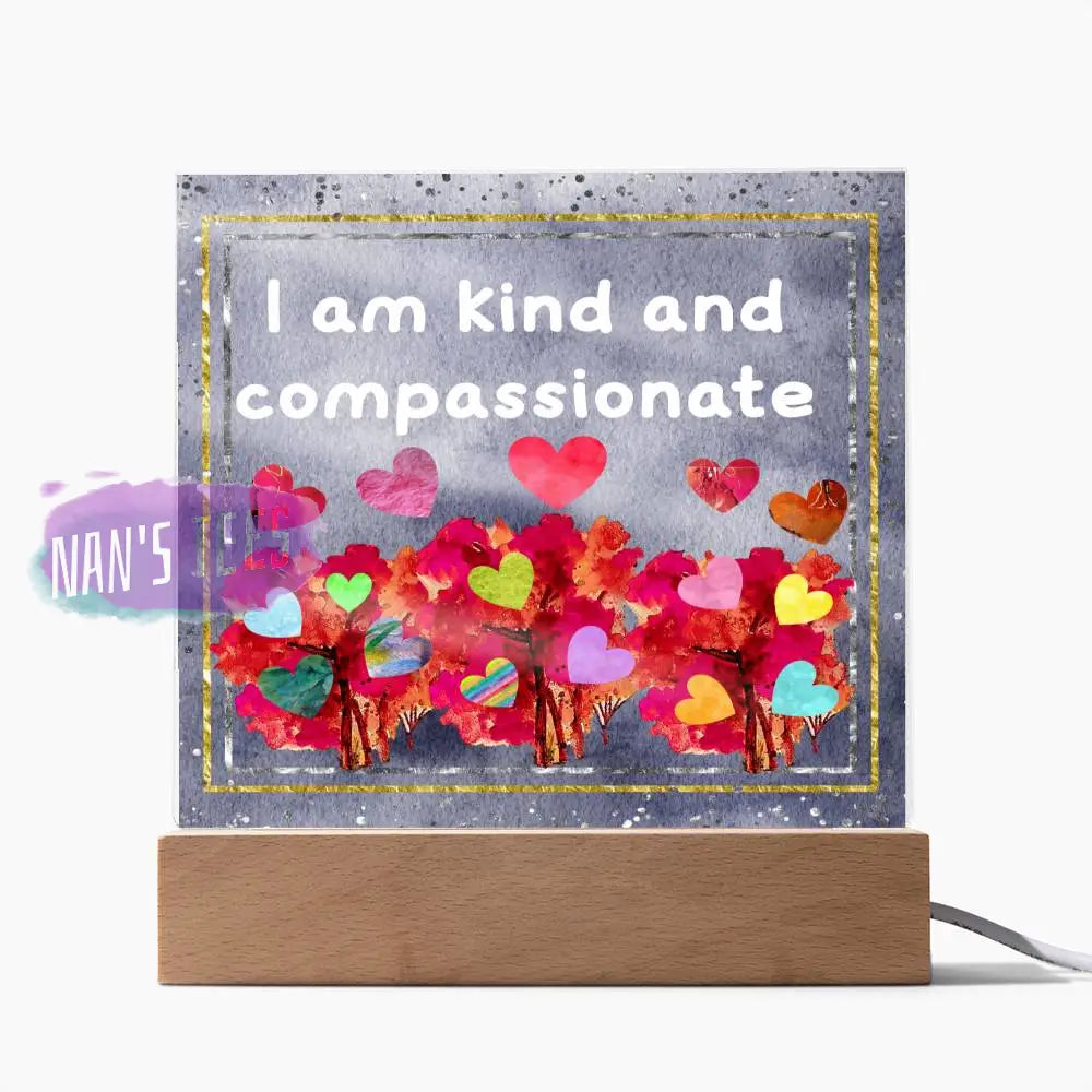Positive Affirmations And Mindfulness | I Am Kind Compassionate Acrylic Plaque Jewelry