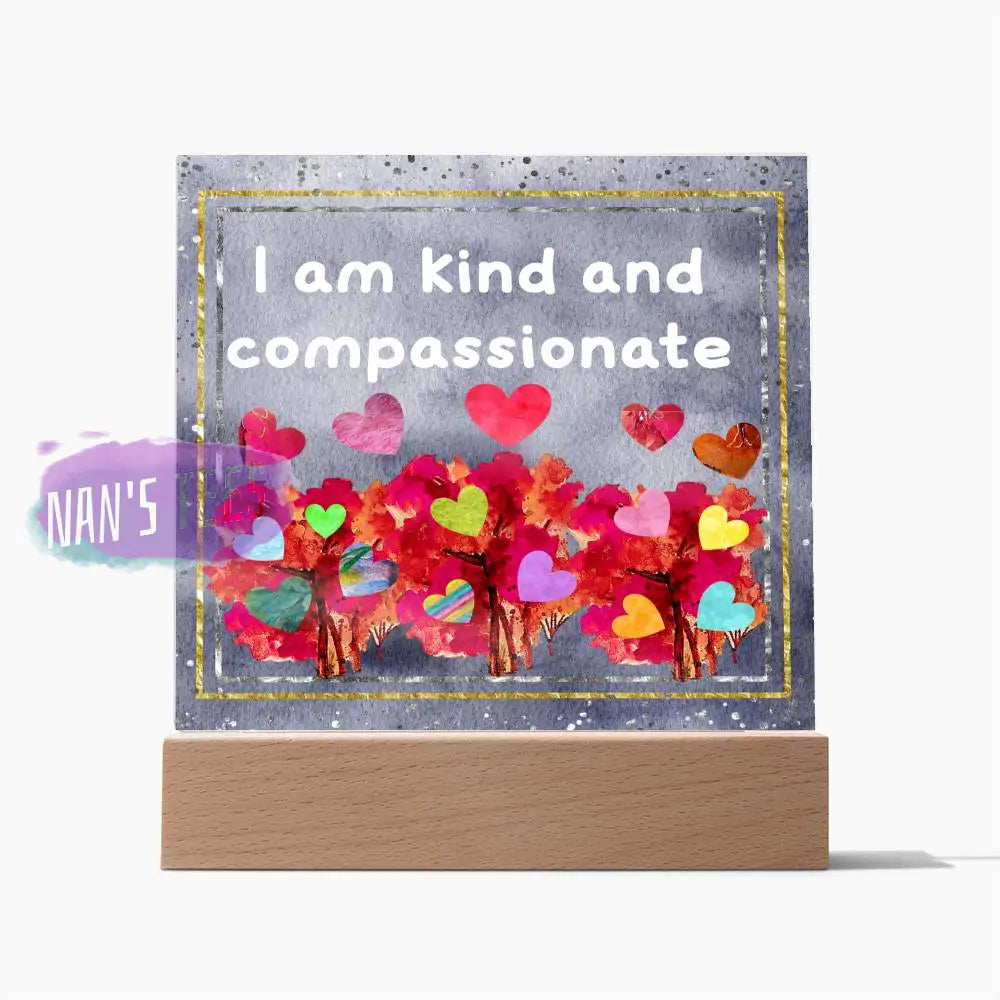 Positive Affirmations And Mindfulness | I Am Kind Compassionate Acrylic Plaque Jewelry