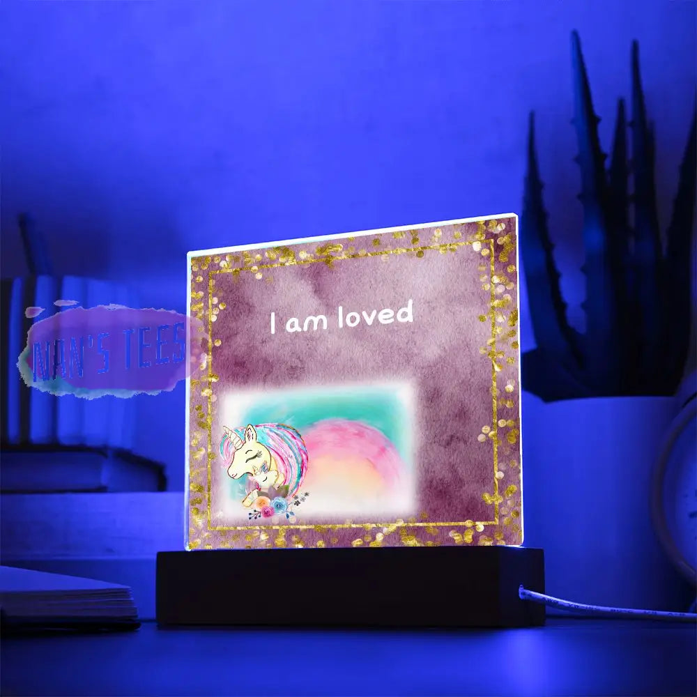 Positive Affirmations And Mindfulness | I Am Loved Acrylic Plaque Square With Led Base Jewelry